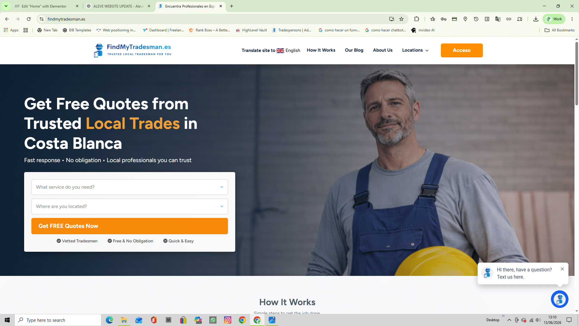 FindMyTradesman.es platform screenshot